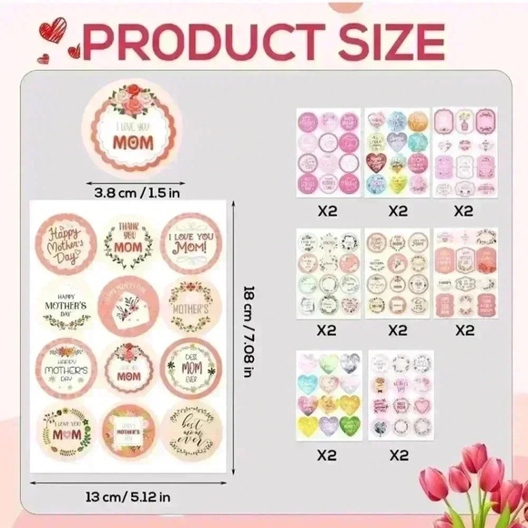 Unbranded Mother's Day Stickers, Party, 16 Sheets, Pink - Picture 4 of 8